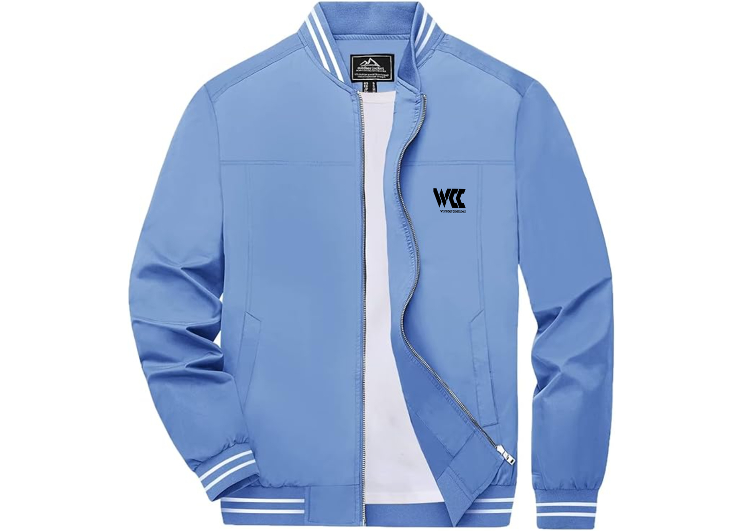 Men's West Coast Conference Lightweight Zip-Up Ribbed Collar and Cuffs Bomber Jacket