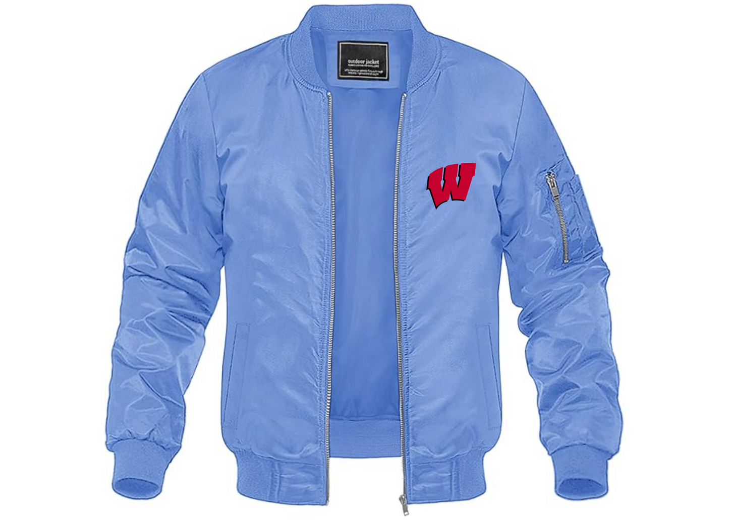 Men's Wisconsin Badgers Lightweight Bomber Jacket Windbreaker Softshell Varsity Jacket Coat
