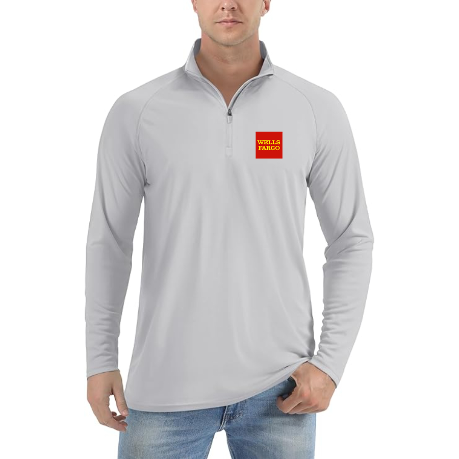 Men's Wells Fargo Logo Lightweight Quarter-Zip Athletic Shirt Long Sleeve Performance Wear
