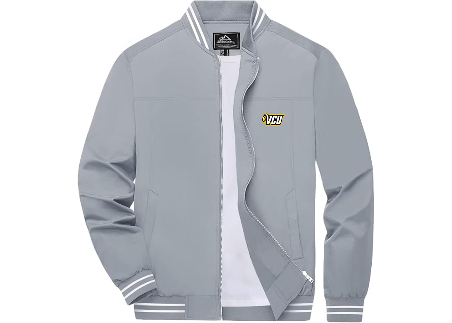 Men's Virginia Commonwealth Rams Lightweight Zip-Up Ribbed Collar and Cuffs Bomber Jacket