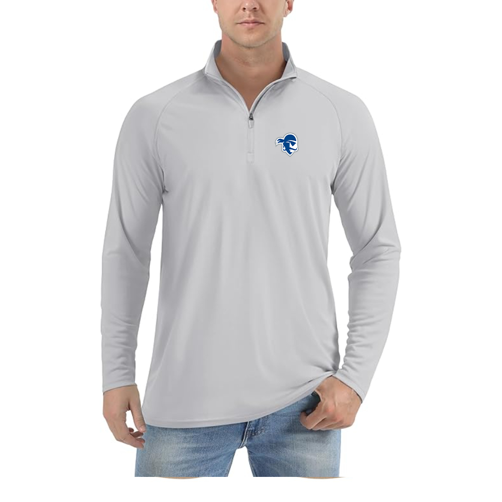 Men's Seton Hall Pirates Logo Lightweight Quarter-Zip Athletic Shirt Long Sleeve Performance Wear