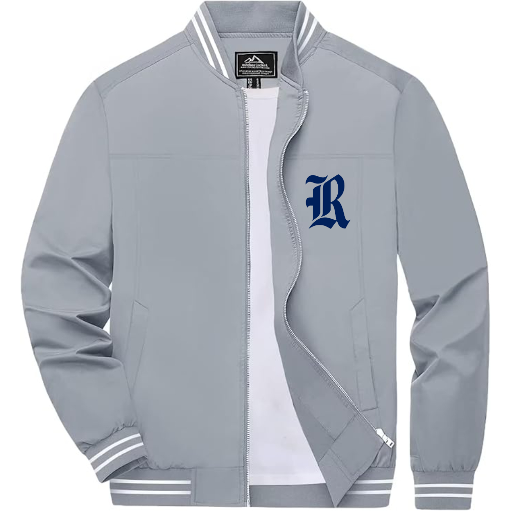 Men's Rice Owls Logo Lightweight Zip-Up Ribbed Collar and Cuffs Bomber Jacket