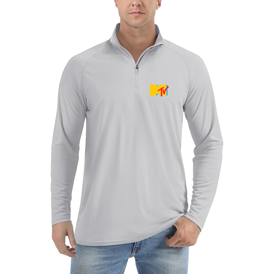 Men's MTV Logo Lightweight Quarter-Zip Athletic Shirt Long Sleeve Performance Wear