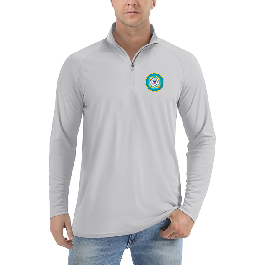 Men's Coast Guard Logo Lightweight Quarter-Zip Athletic Shirt Long Sleeve Performance Wear