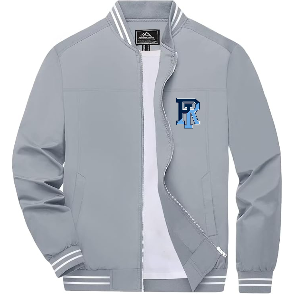Men's Rhode Island Rams Logo Lightweight Zip-Up Ribbed Collar and Cuffs Bomber Jacket