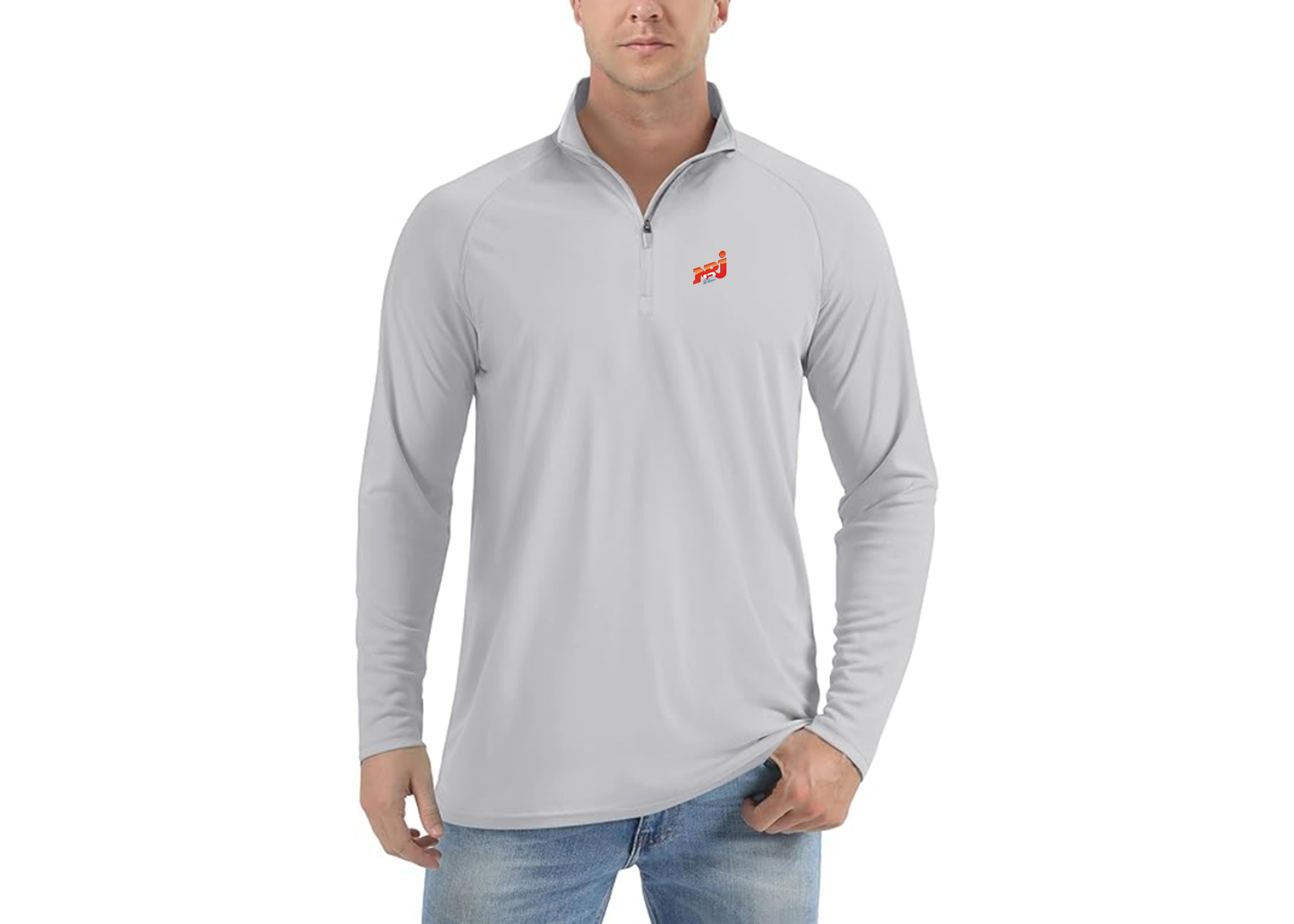 Men's NRJ 12 Logo Lightweight Quarter-Zip Athletic Shirt Long Sleeve Performance Wear