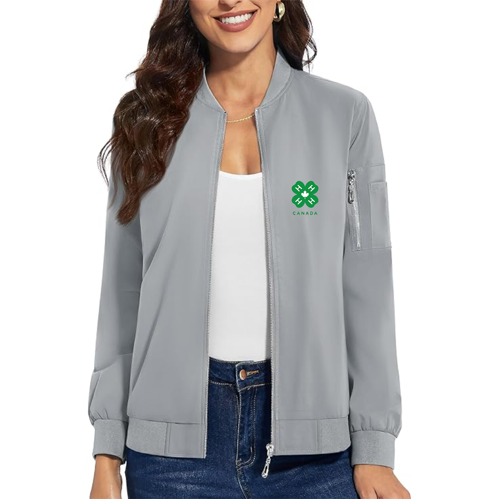 Women's 4H Canada Logo  Premium Bomber Jacket with Polished Detailing and Functional Sleeve Pocket Modern Luxury Outerwear