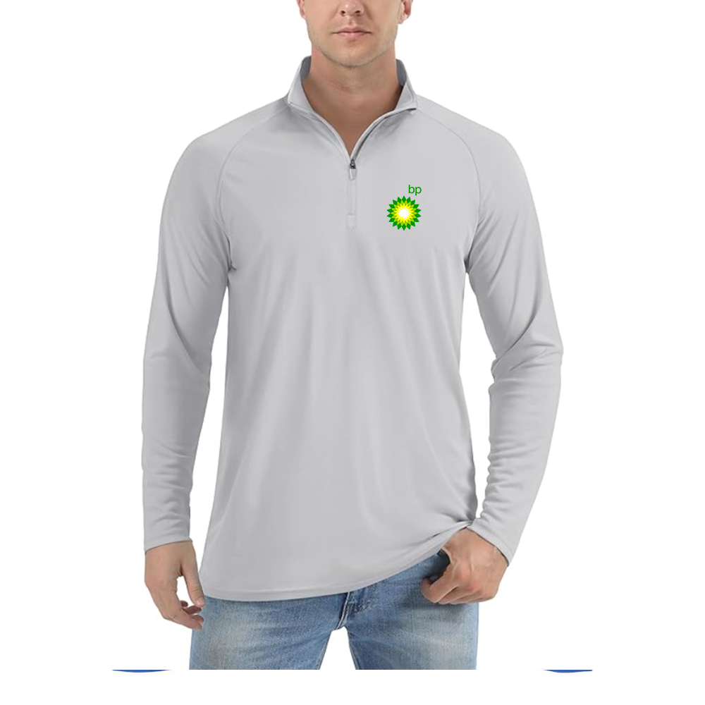 Men's BP Oil Logo  Lightweight Quarter-Zip Athletic Shirt Long Sleeve Performance Wear