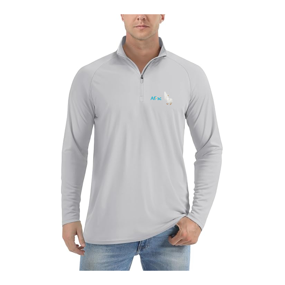 Men's Aflac Logo and Duck Lightweight Quarter-Zip Athletic Shirt Long Sleeve Performance Wear