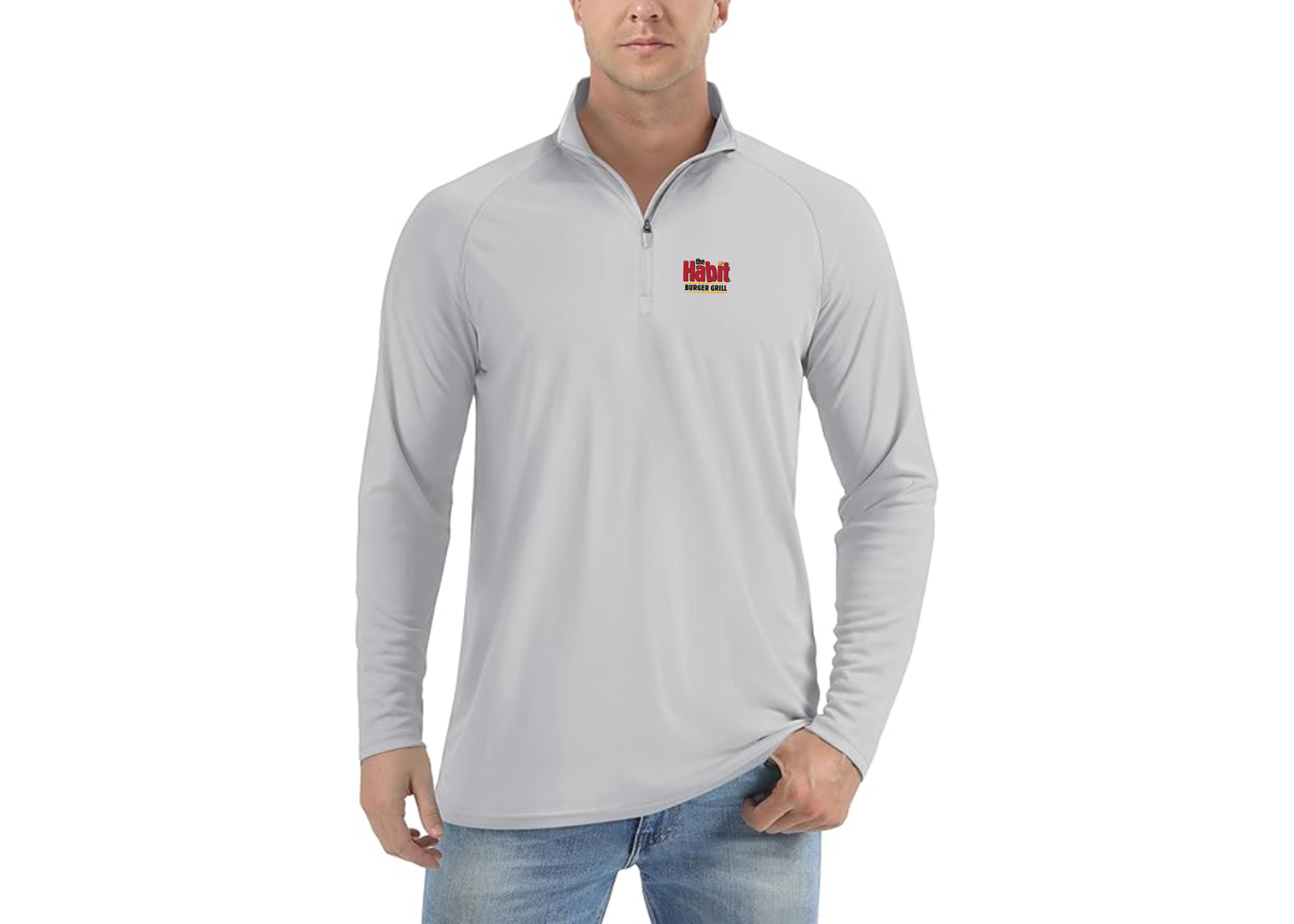 Men's The Habit Burger Grill Lightweight Quarter-Zip Athletic Shirt Long Sleeve Performance Wear