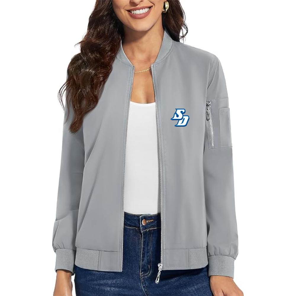 Women's San Diego Toreros Logo Premium Bomber Jacket with Polished Detailing and Functional Sleeve Pocket Modern Luxury Outerwear