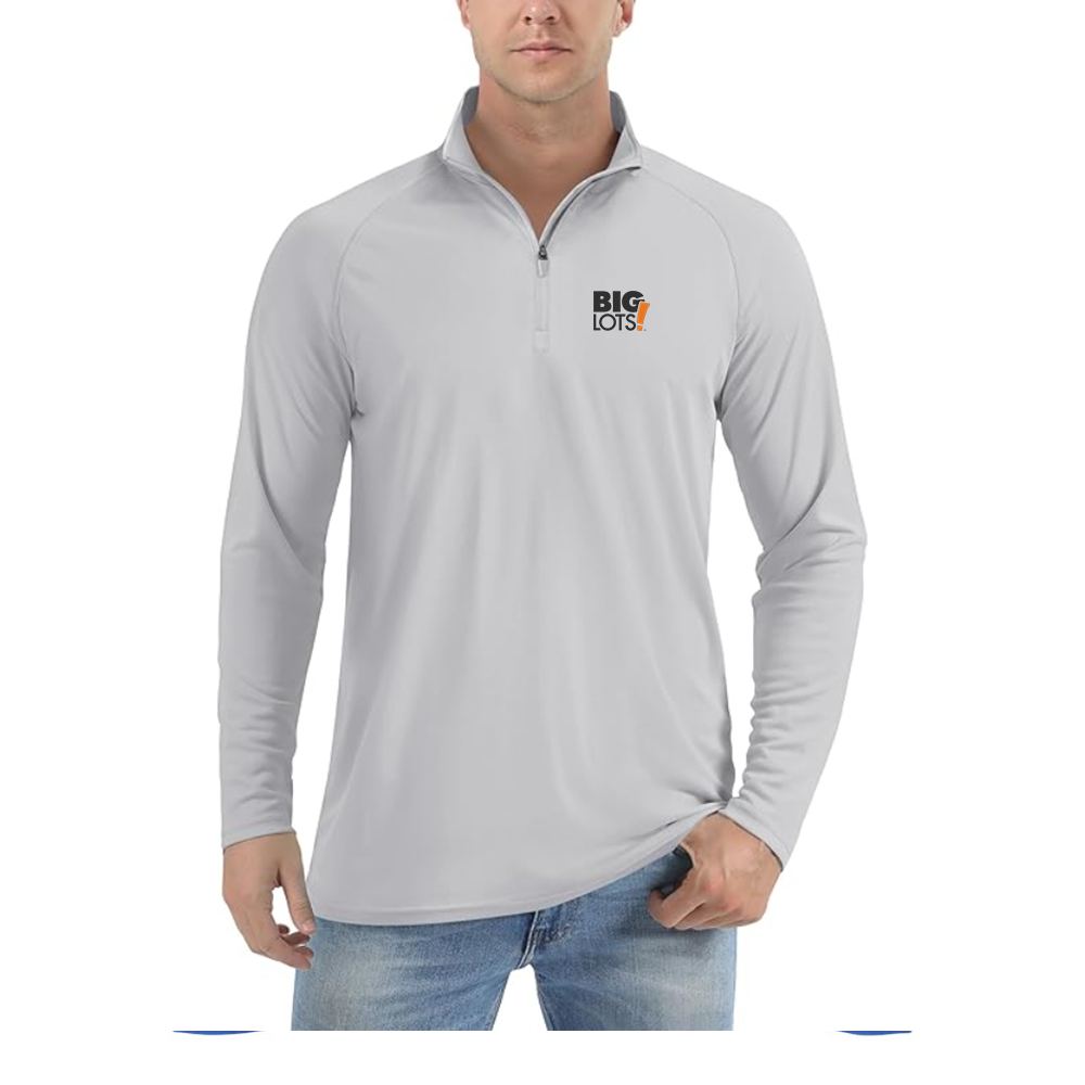 Men's Big Lots Logo   Lightweight Quarter-Zip Athletic Shirt Long Sleeve Performance Wear
