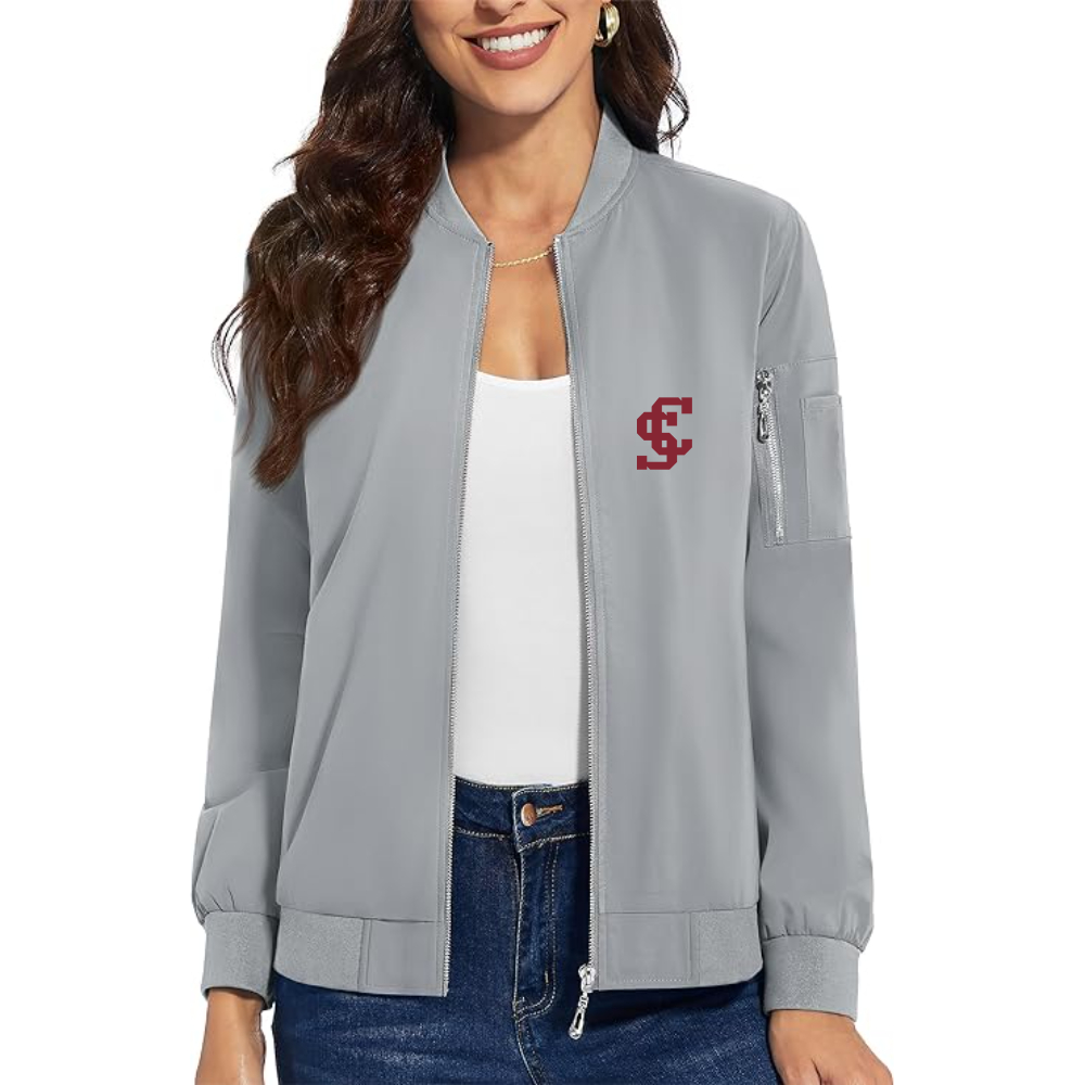Women's Santa Clara Broncos Logo  Premium Bomber Jacket with Polished Detailing and Functional Sleeve Pocket Modern Luxury Outerwear