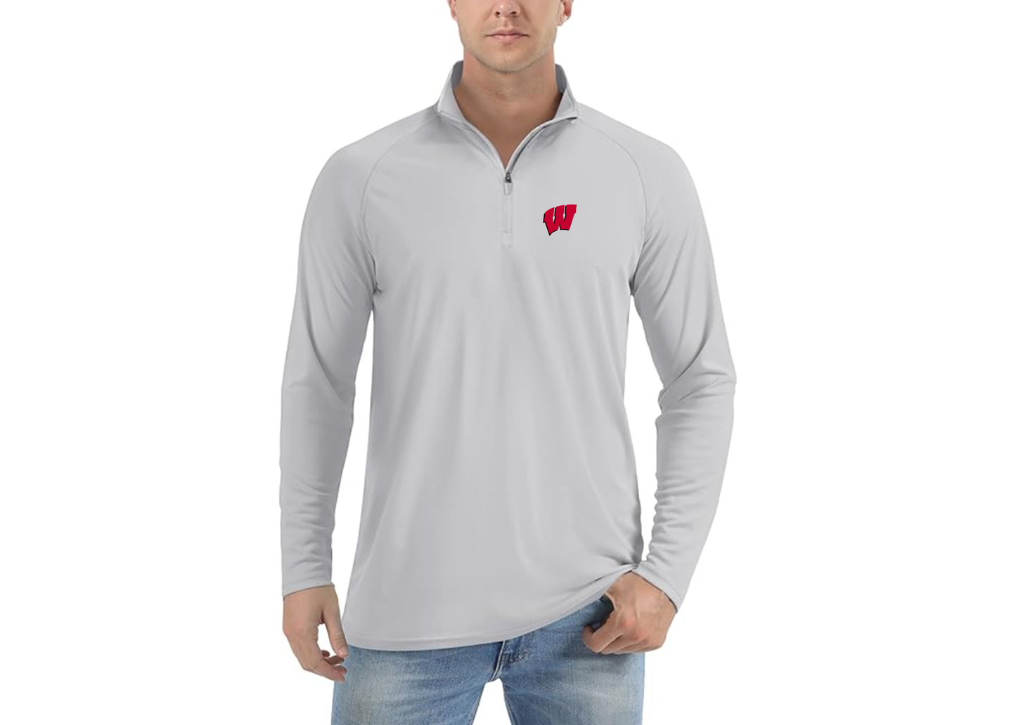 Men's Wisconsin Badgers Lightweight Quarter-Zip Athletic Shirt Long Sleeve Performance Wear