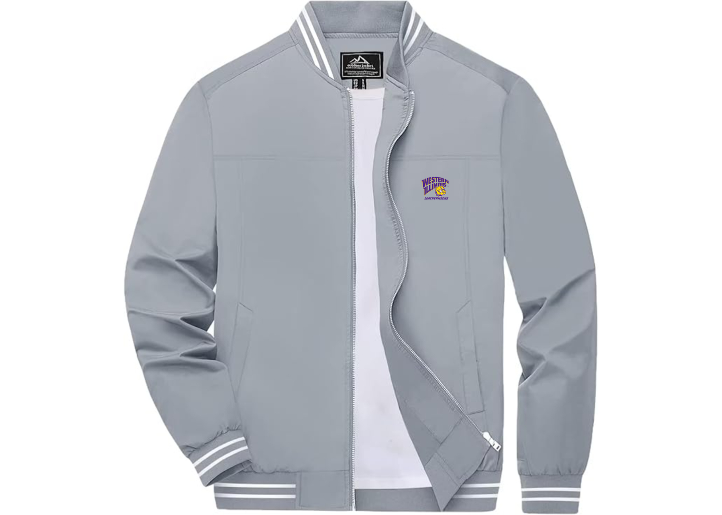 Men's Western Illinois Leathernecks Lightweight Zip-Up Ribbed Collar and Cuffs Bomber Jacket