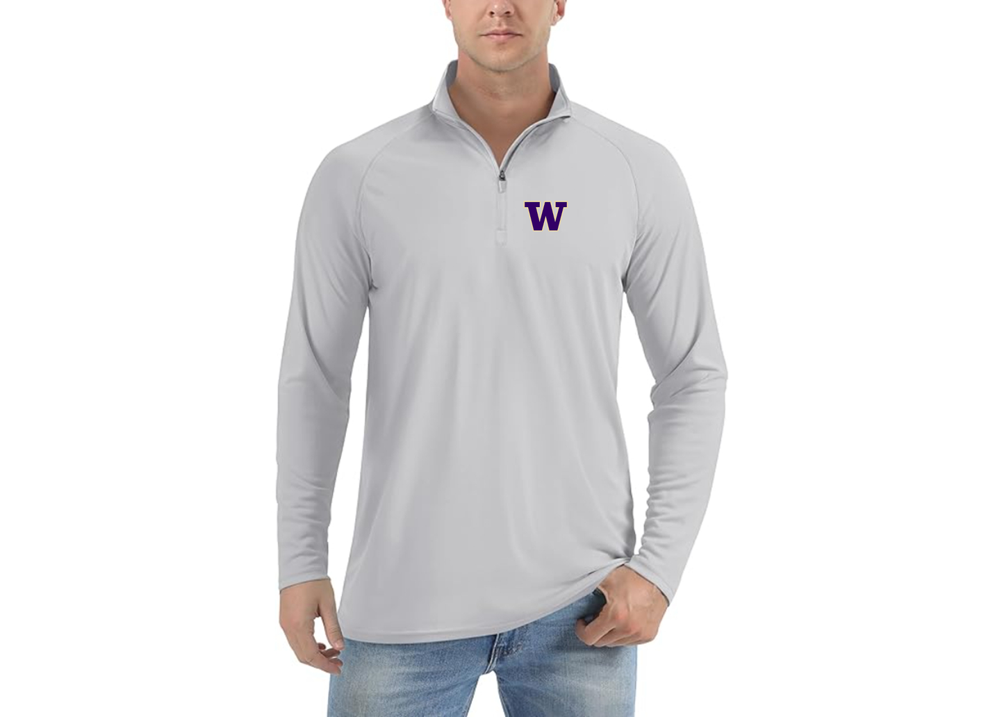 Men's Washington Huskies Lightweight Quarter-Zip Athletic Shirt Long Sleeve Performance Wear
