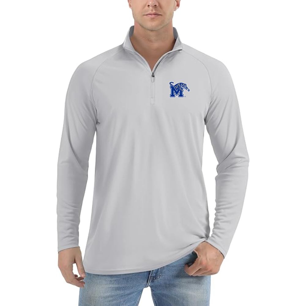 Men's Memphis Tigers Logo Lightweight Quarter-Zip Athletic Shirt Long Sleeve Performance Wear