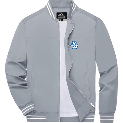 Men's San Diego Toreros Logo Lightweight Zip-Up Ribbed Collar and Cuffs Bomber Jacket