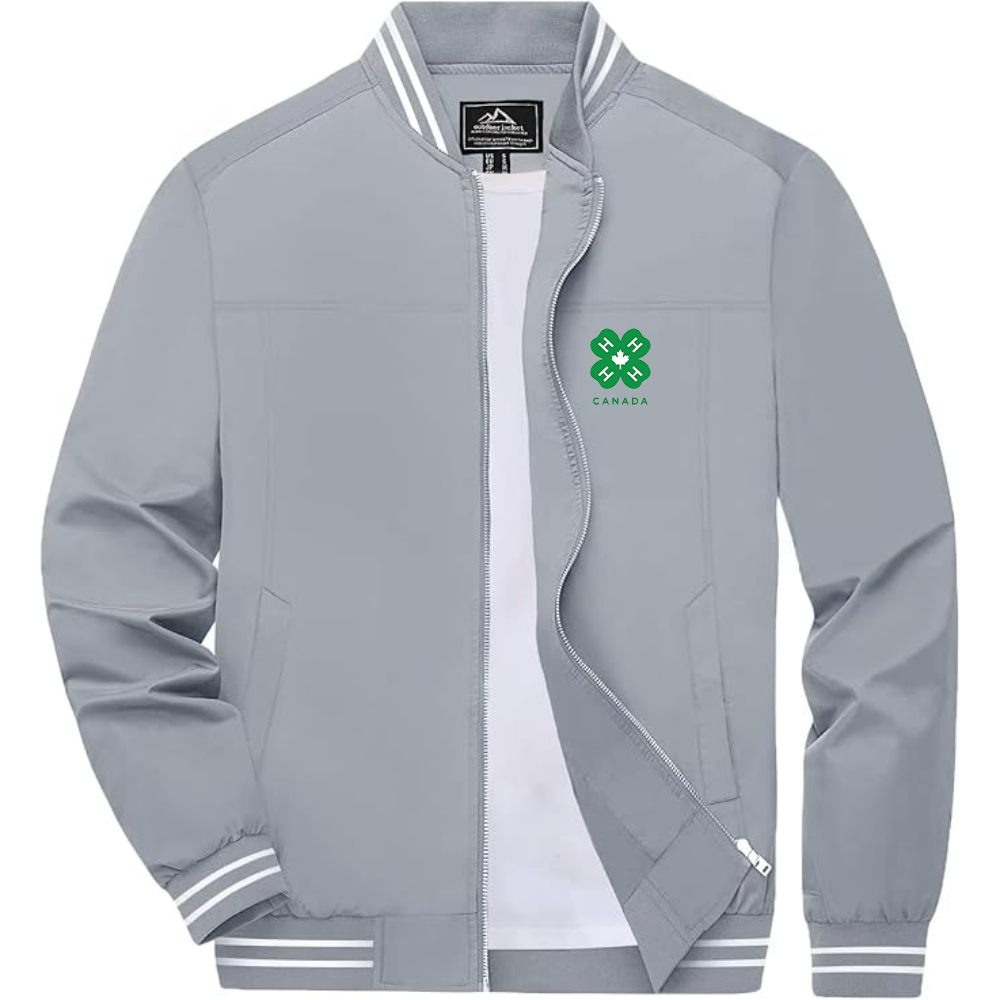 Men's 4H Canada Logo Lightweight Zip-Up Ribbed Collar and Cuffs Bomber Jacket