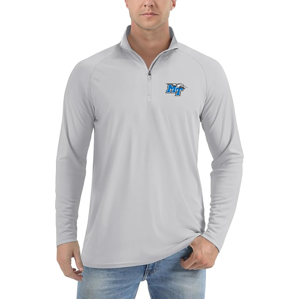 Men's Middle Tennessee Blue Raiders Logo Lightweight Quarter-Zip Athletic Shirt Long Sleeve Performance Wear