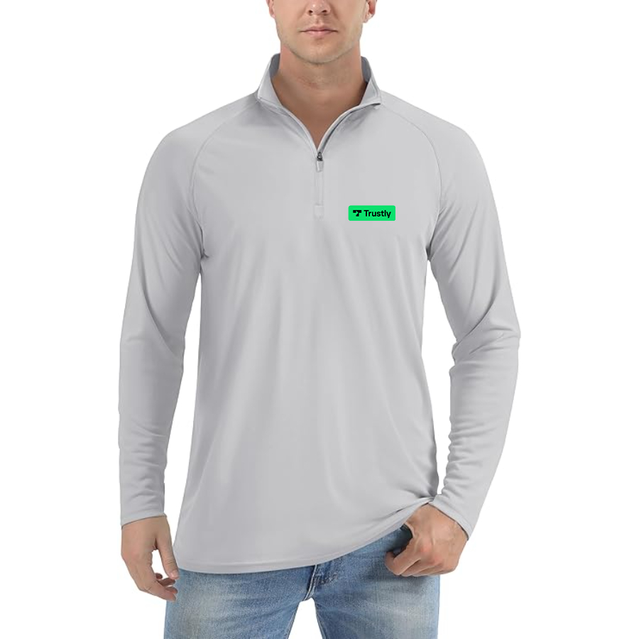 Men's Trustly Horizontal Logo Lightweight Quarter-Zip Athletic Shirt Long Sleeve Performance Wear