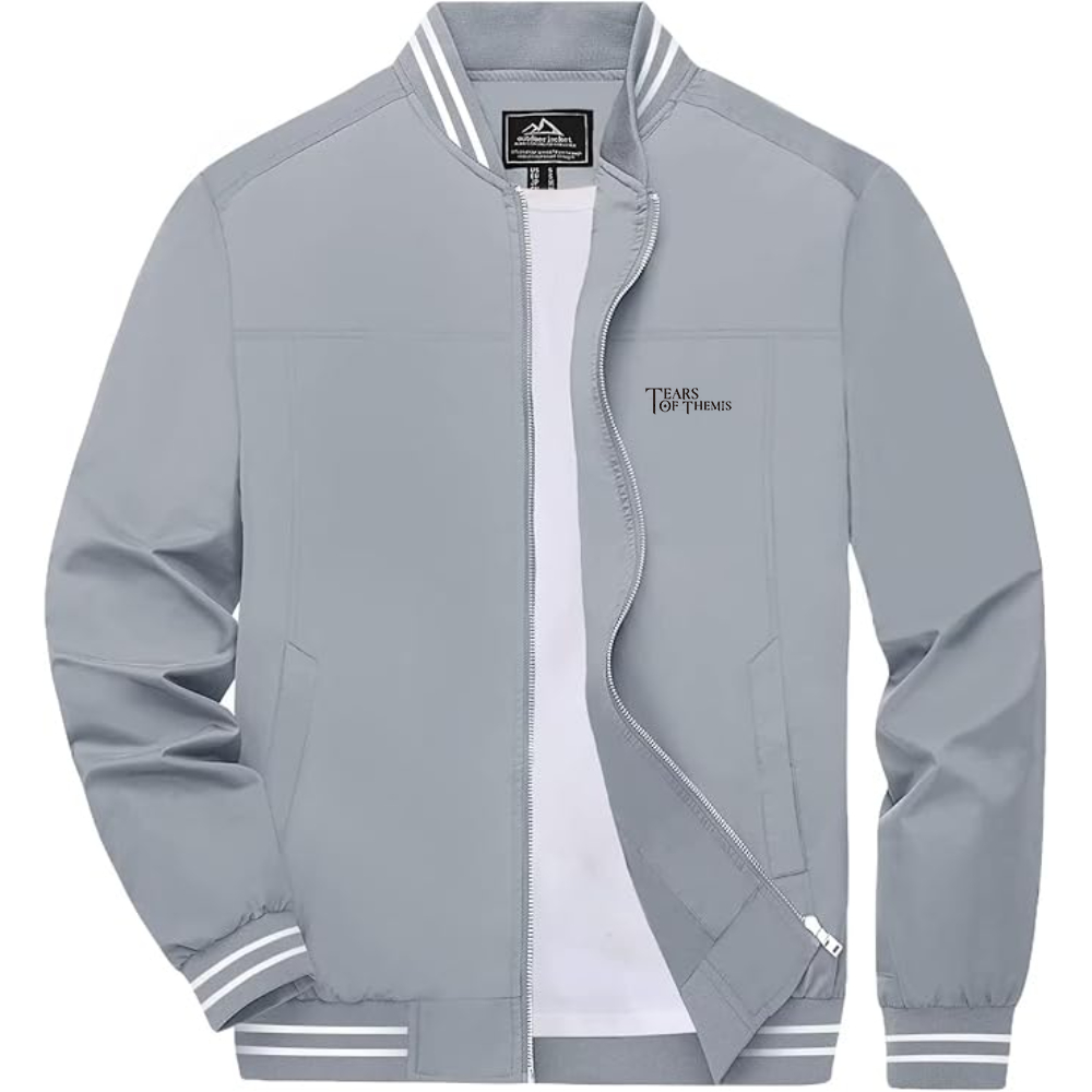 Men's Tear Of Themis Logo Lightweight Zip-Up Ribbed Collar and Cuffs Bomber Jacket