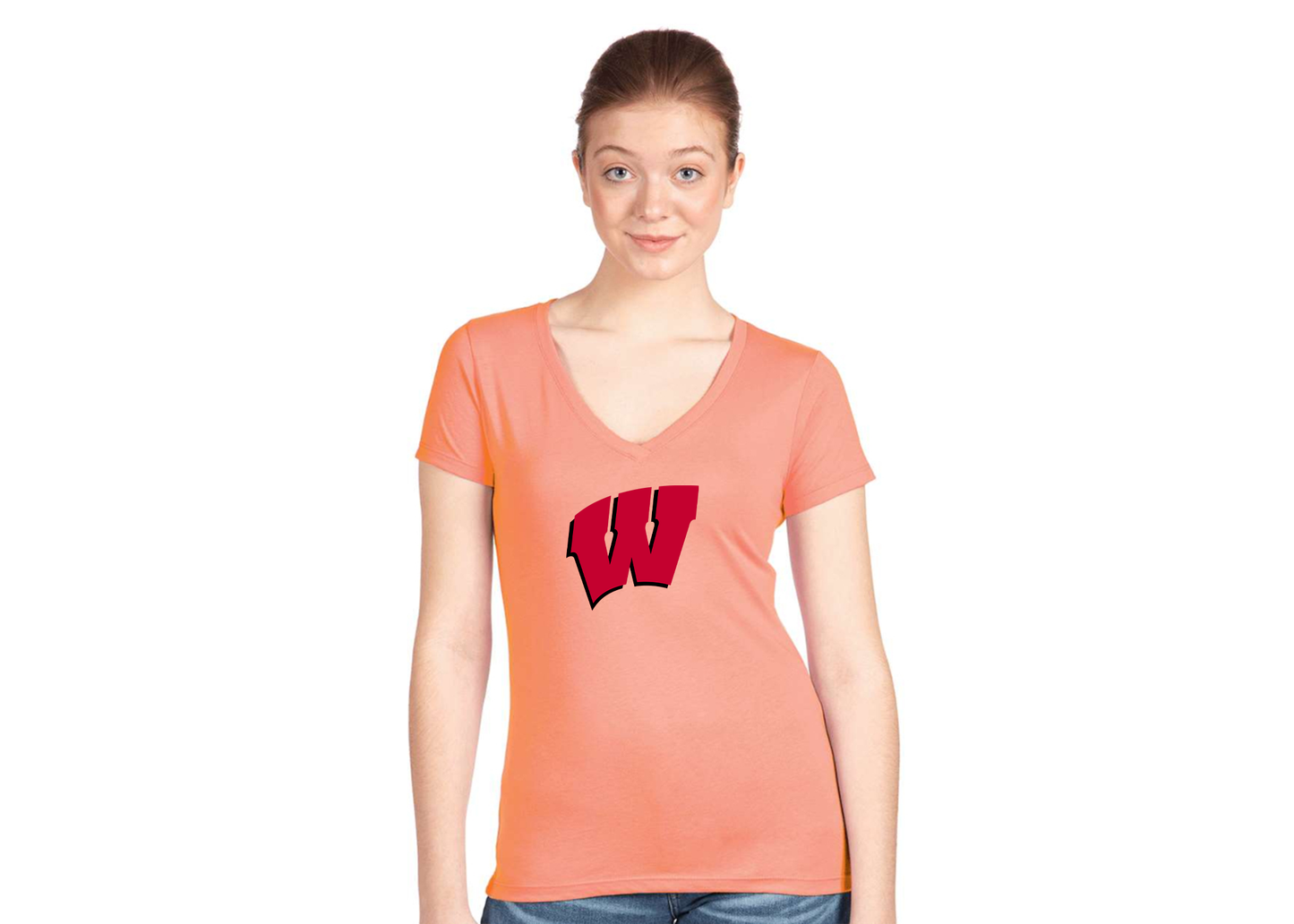 Women's Wisconsin Badgers Next Level V-Neck T-Shirt