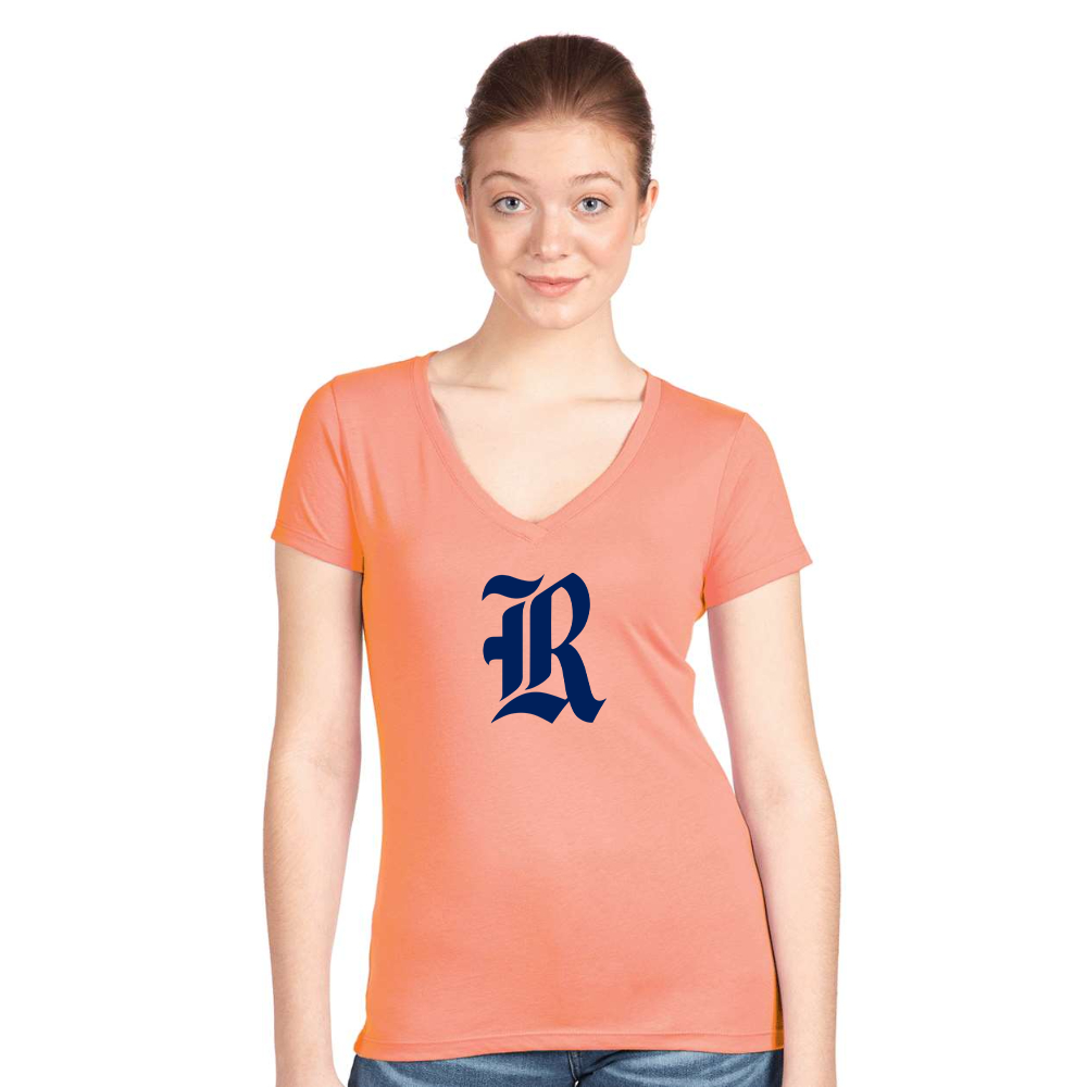 Women's Rice Owls Logo Next Level V-Neck T-Shirt