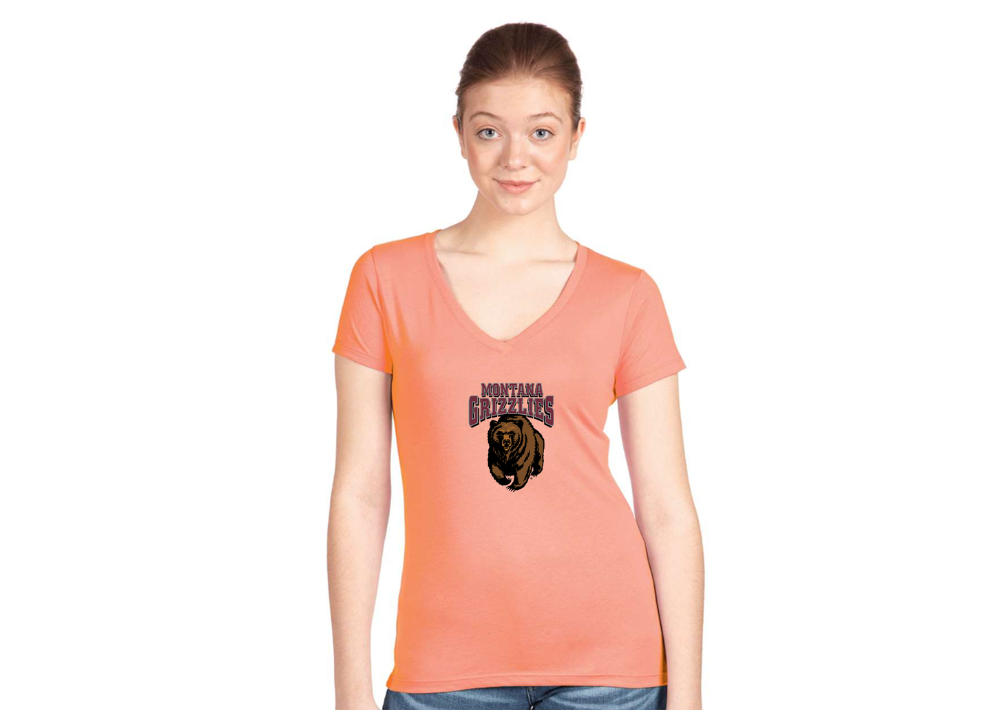 Women's Montana Grizzliesl Next Level V-Neck T-Shirt