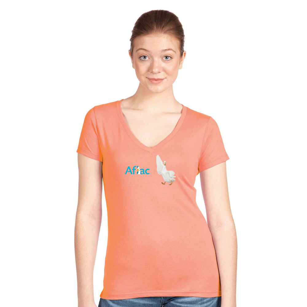 Women's Aflac Logo and Duck Next Level V-Neck T-Shirt