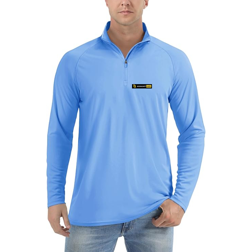 Men's Ezzocard Logo Lightweight Quarter-Zip Athletic Shirt Long Sleeve Performance Wear