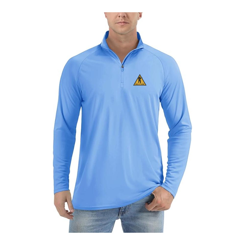 Men's Men at Work Logo Lightweight Quarter-Zip Athletic Shirt Long Sleeve Performance Wear
