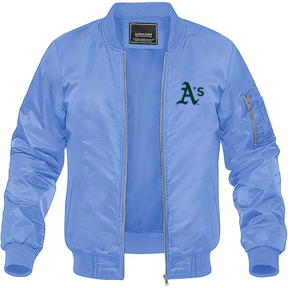 Men's Athletics Logo Lightweight Bomber Jacket Windbreaker Softshell Varsity Jacket Coat