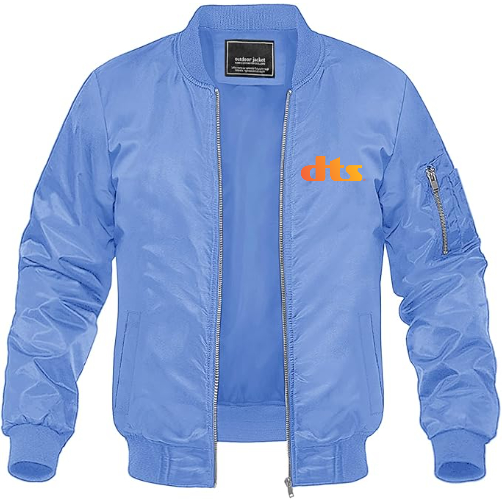 Men's DTS Logo Lightweight Bomber Jacket Windbreaker Softshell Varsity Jacket Coat