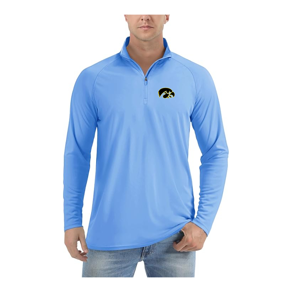Men's Lowa Hawkeyes Logo Lightweight Quarter-Zip Athletic Shirt Long Sleeve Performance Wear