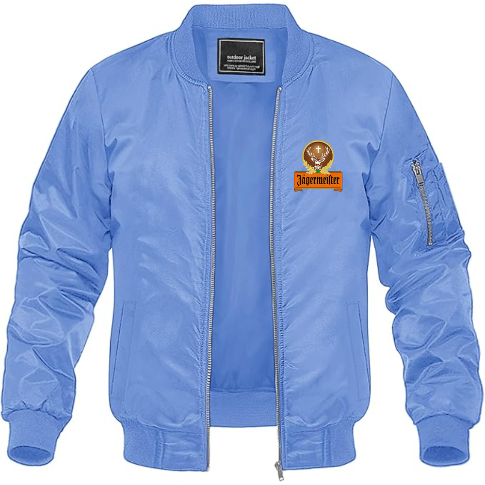 Men's Jagermeister Logo Lightweight Bomber Jacket Windbreaker Softshell Varsity Jacket Coat