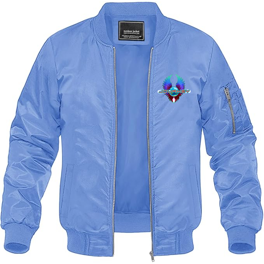 Men's Journey Logo Lightweight Bomber Jacket Windbreaker Softshell Varsity Jacket Coat