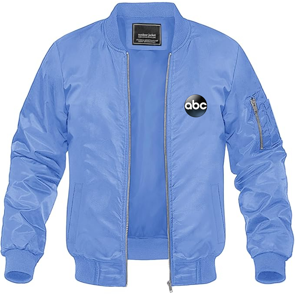Men's Abc Logo Lightweight Bomber Jacket Windbreaker Softshell Varsity Jacket Coat