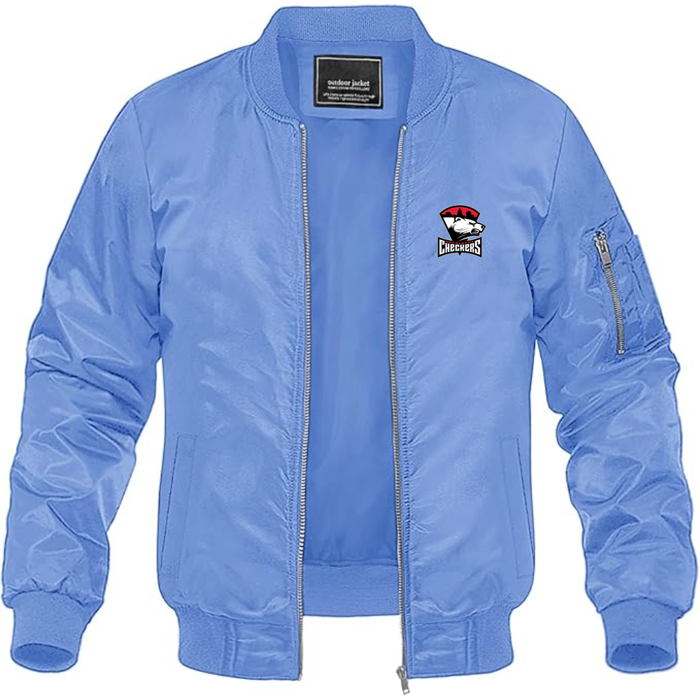 Men's Charlotte Checkers Logo Lightweight Bomber Jacket Windbreaker Softshell Varsity Jacket Coat