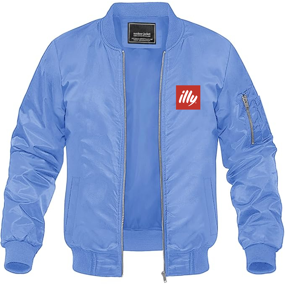 Men's Illy Logo Lightweight Bomber Jacket Windbreaker Softshell Varsity Jacket Coat