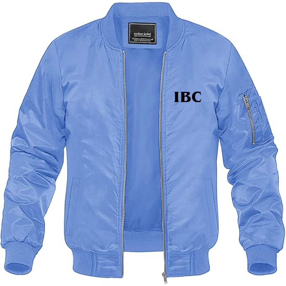 Men's IBC Logo Lightweight Bomber Jacket Windbreaker Softshell Varsity Jacket Coat