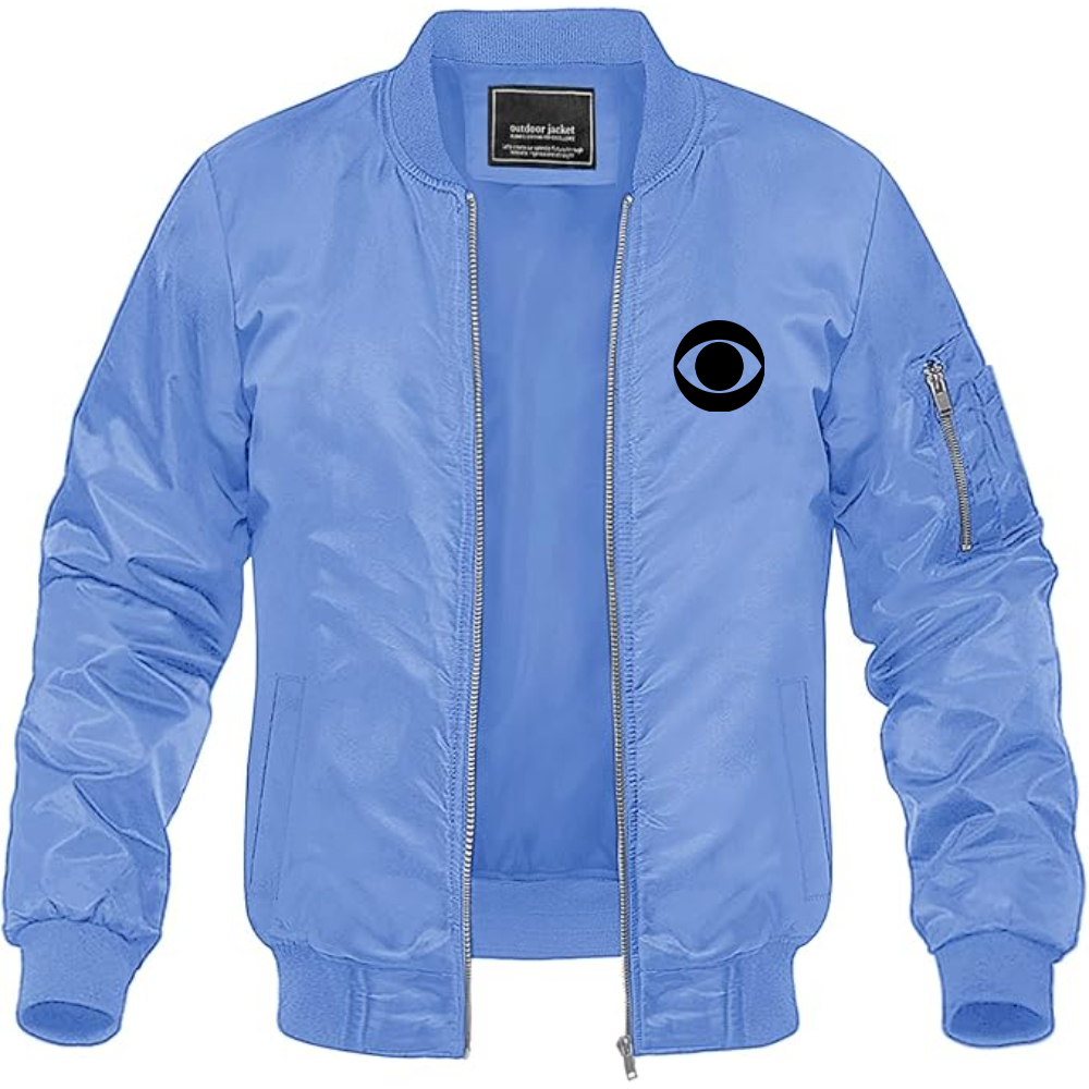 Men's CBS Logo Lightweight Bomber Jacket Windbreaker Softshell Varsity Jacket Coat