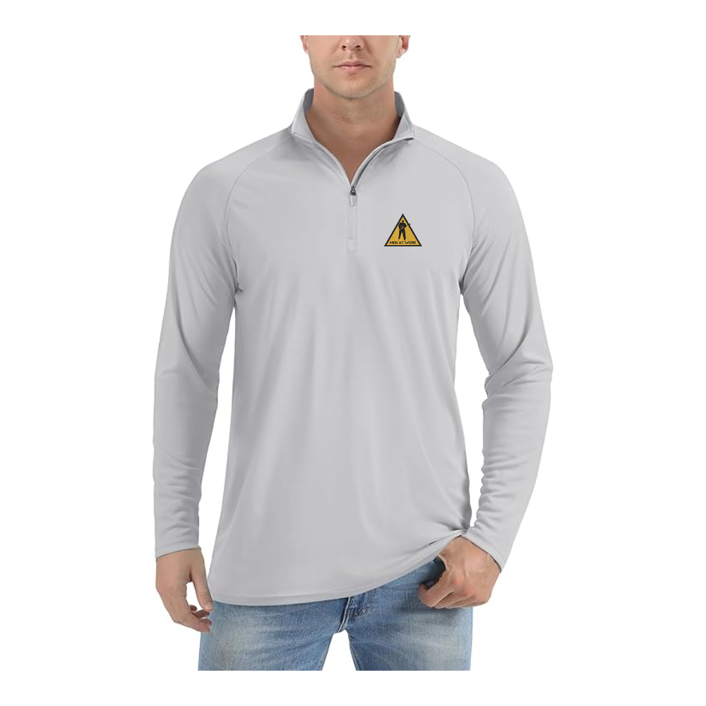 Men's Men at Work Logo Lightweight Quarter-Zip Athletic Shirt Long Sleeve Performance Wear