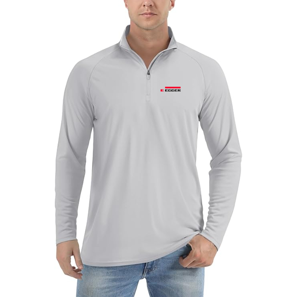 Men's Egger Logo Lightweight Quarter-Zip Athletic Shirt Long Sleeve Performance Wear