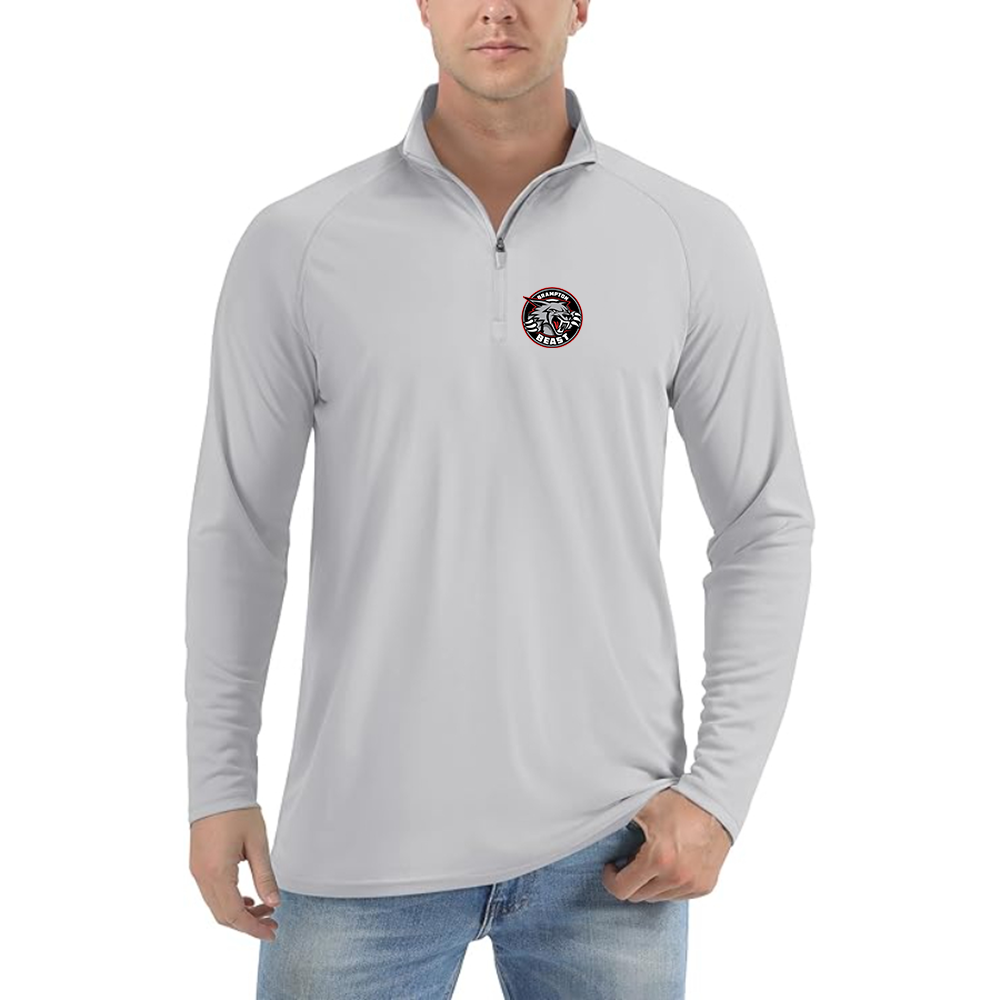 Men's Brampton Beast Logo Lightweight Quarter-Zip Athletic Shirt Long Sleeve Performance Wear