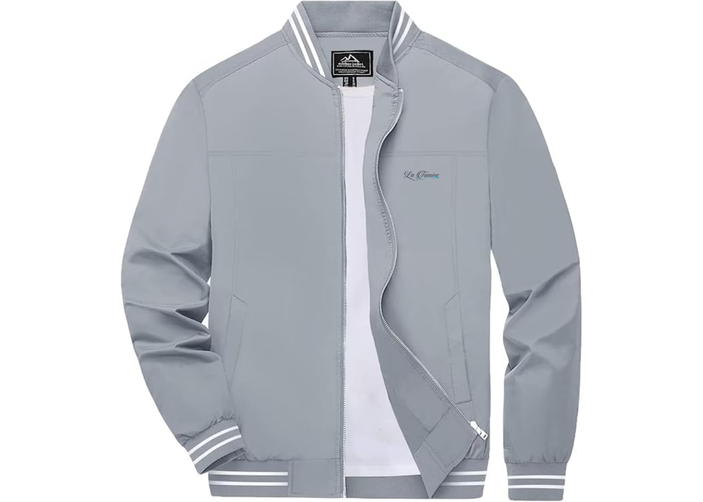 Men's La Tamise Logo Lightweight Zip-Up Ribbed Collar and Cuffs Bomber Jacket
