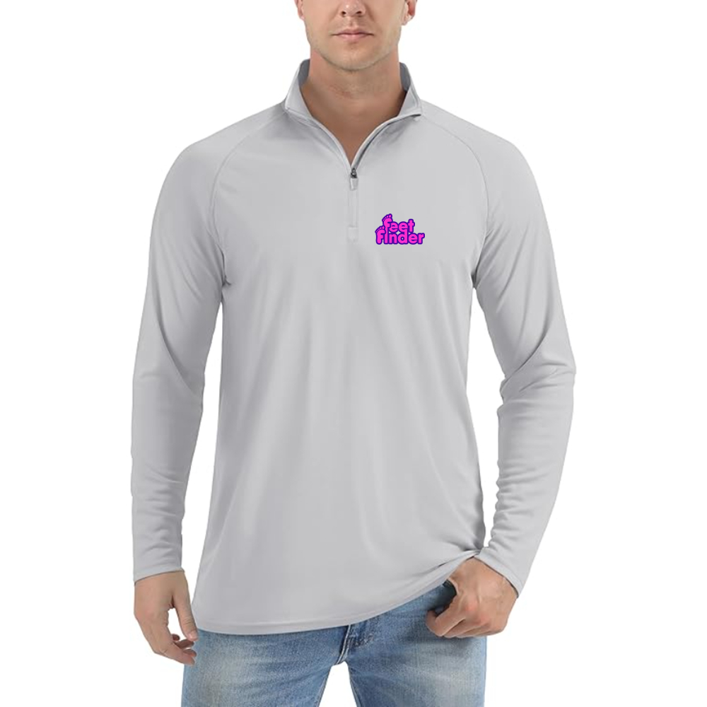 Men's FeetFinder Logo Lightweight Quarter-Zip Athletic Shirt Long Sleeve Performance Wear