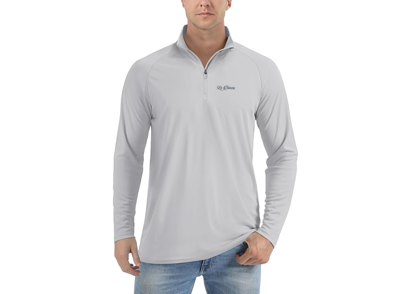 Men's La Tamise Logo  Lightweight Quarter-Zip Athletic Shirt Long Sleeve Performance Wear