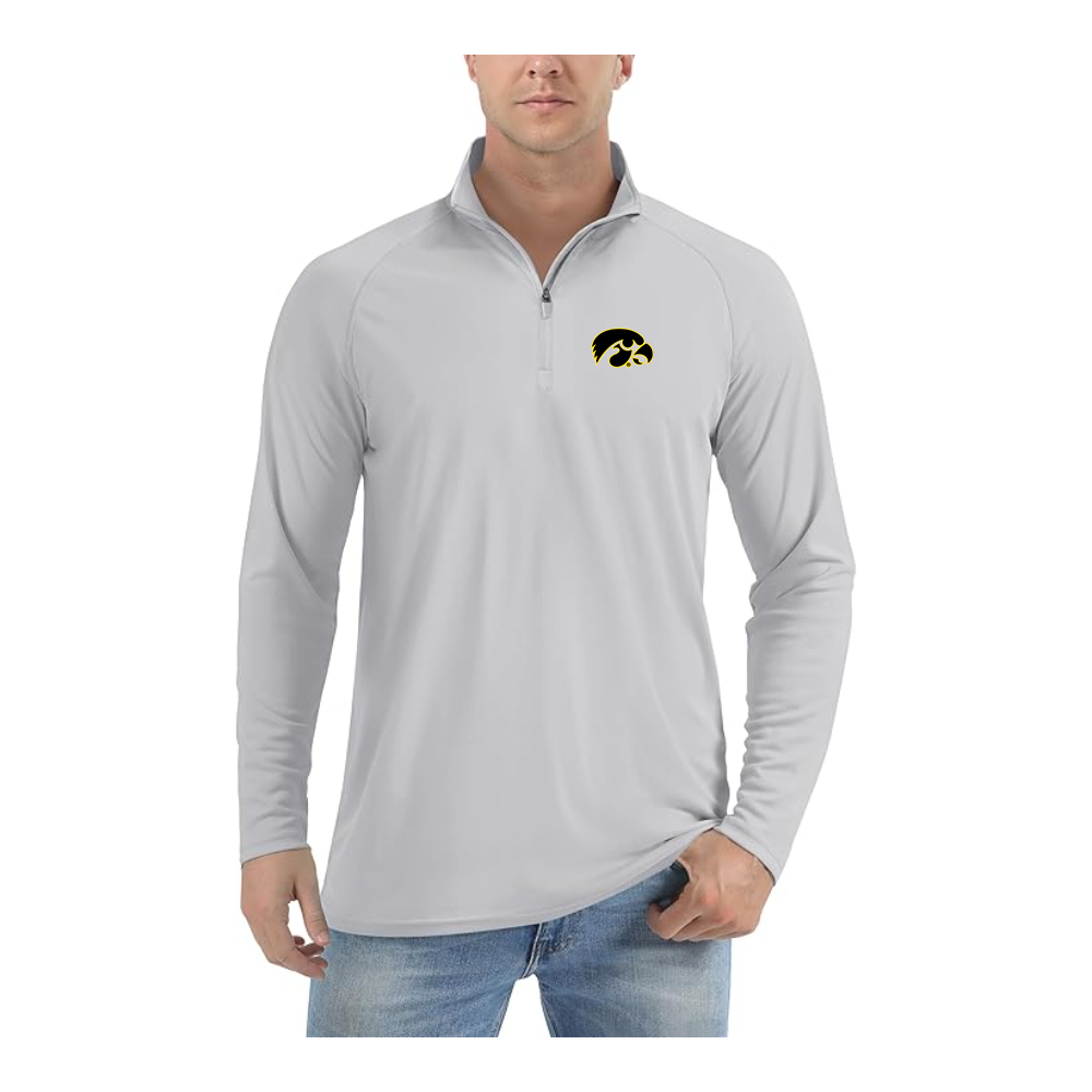 Men's Lowa Hawkeyes Logo Lightweight Quarter-Zip Athletic Shirt Long Sleeve Performance Wear