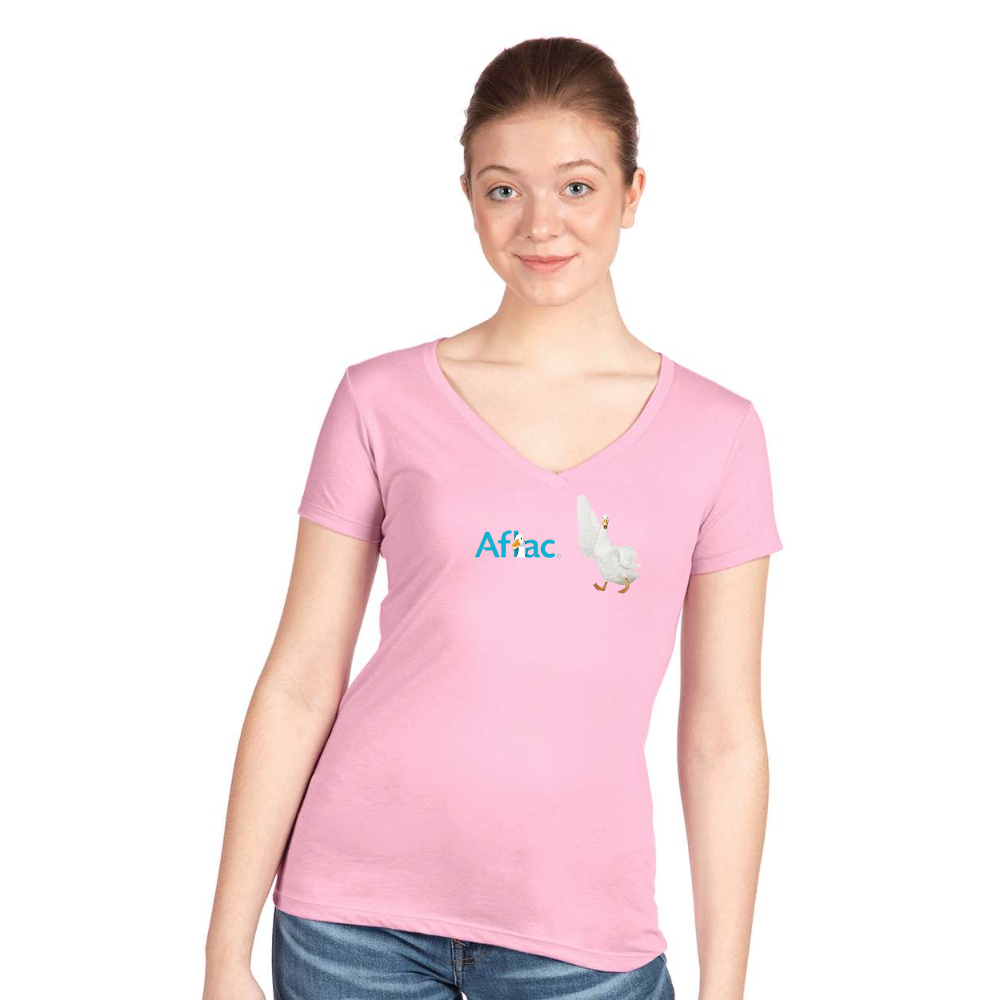 Women's Aflac Logo and Duck Next Level V-Neck T-Shirt